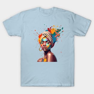 Afrocentric Woman Multicolored Painting T-Shirt